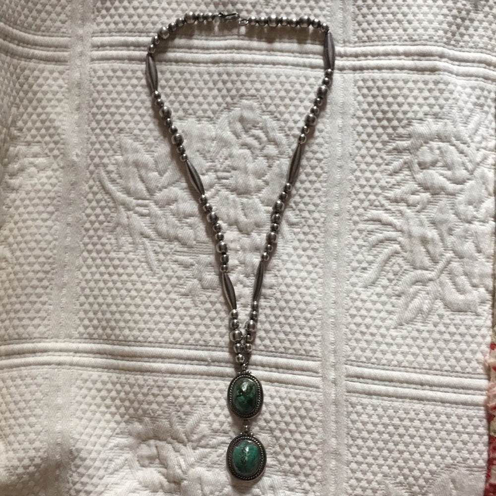 Silver western Mexican turquoise necklace